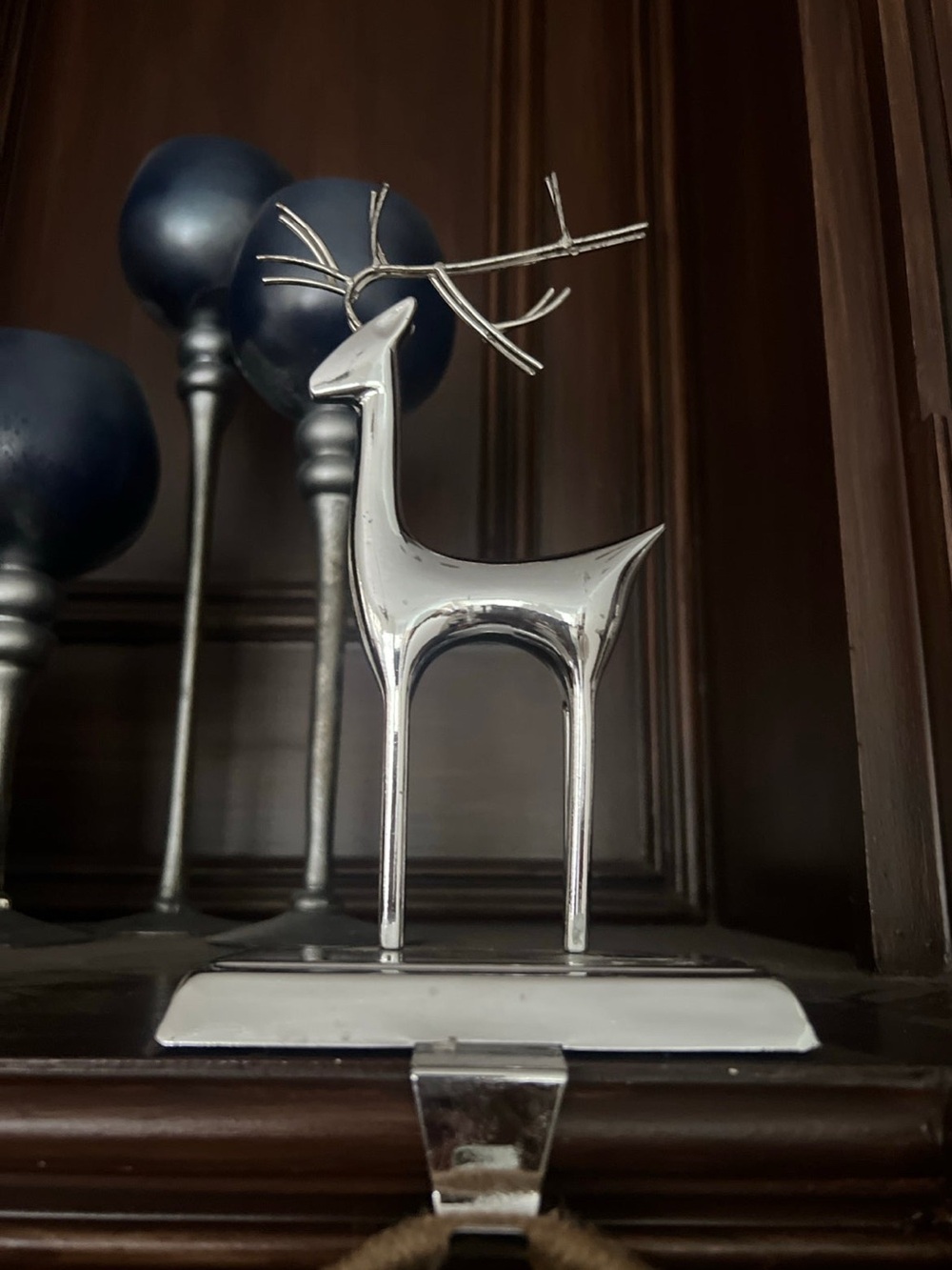 Silver Modern Reindeer Figurine deer stocking holder Decor